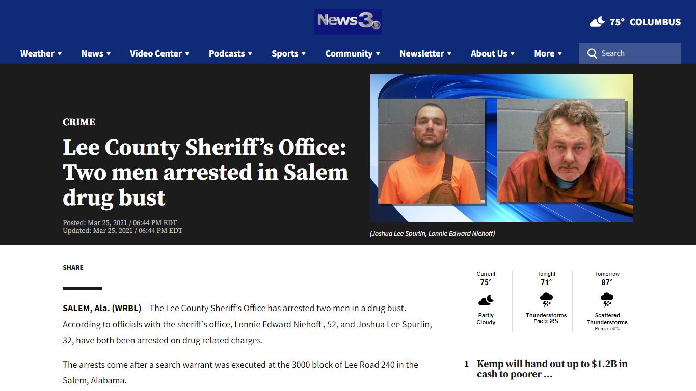 Lee County Sheriff’s Office: Two men arrested in Salem drug bust